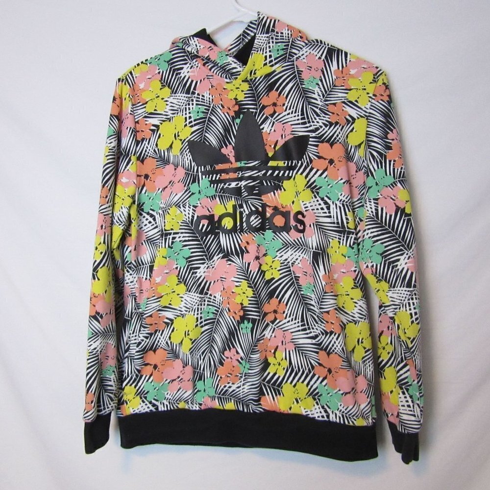 Adidas Original Culture Clash Cropped Hoodie Sweatshirt Tropical Floral Youth XL